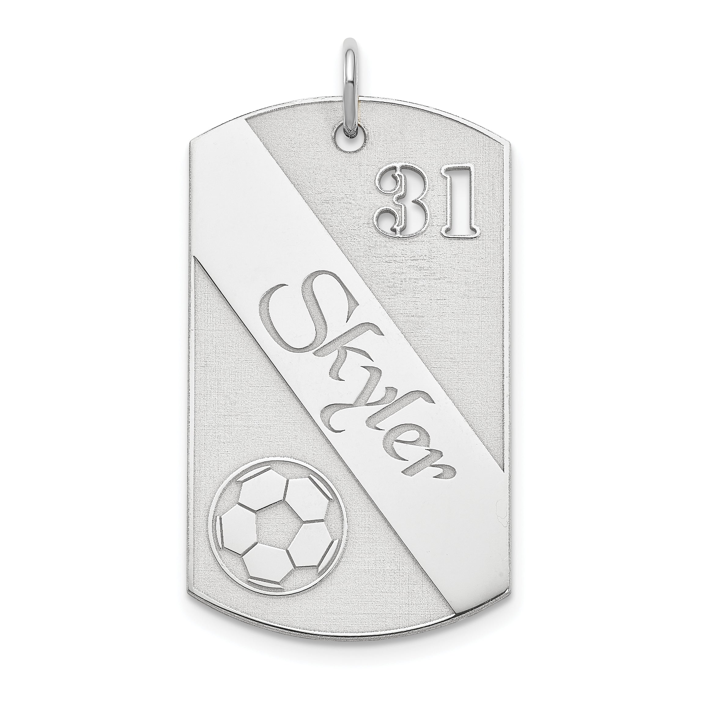 SS/Rhodium-plated Personalized Soccer Ball Dog Tag Charm