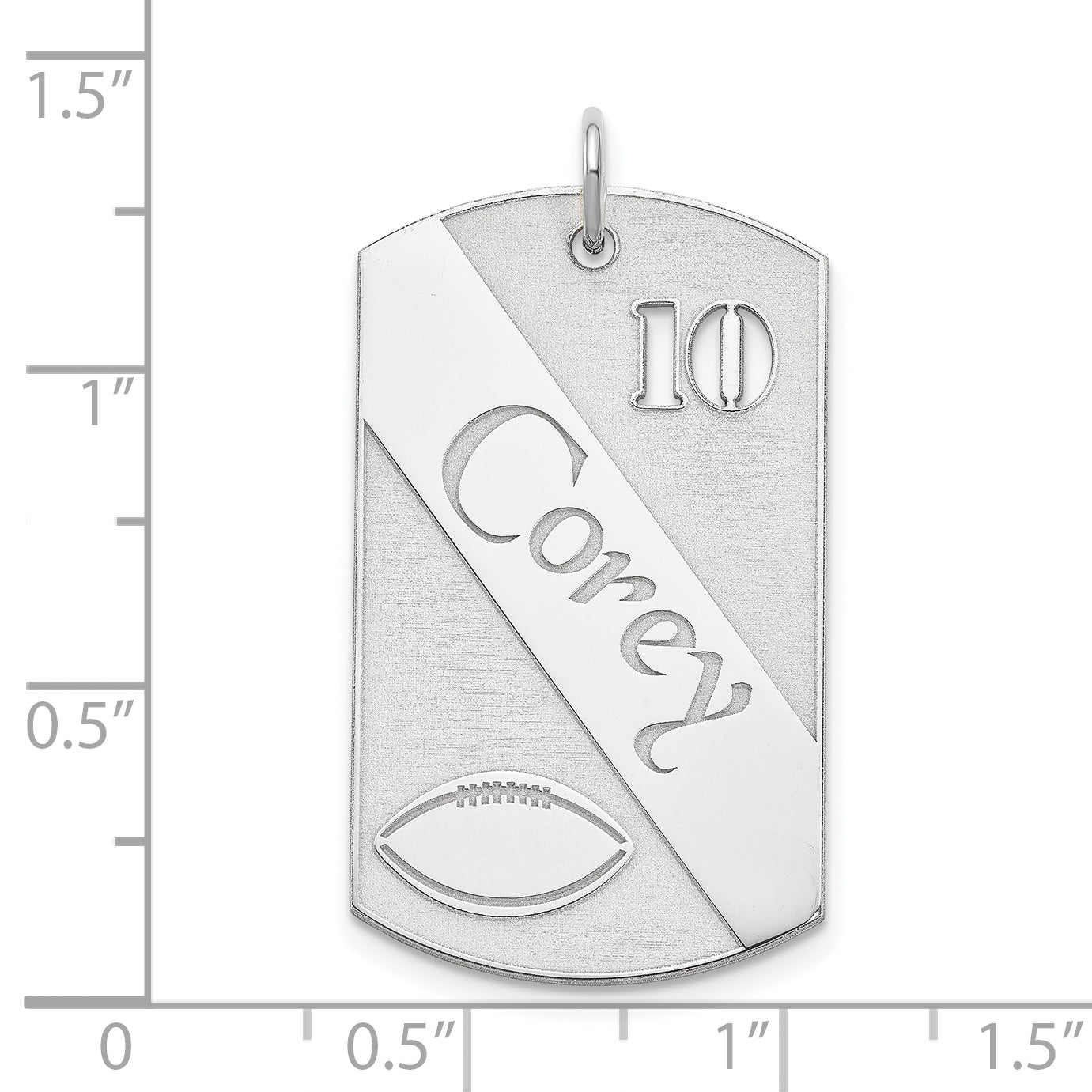 SS/Rhodium-plated Personalized Football Dog Tag Charm