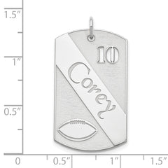 SS/Rhodium-plated Personalized Football Dog Tag Charm