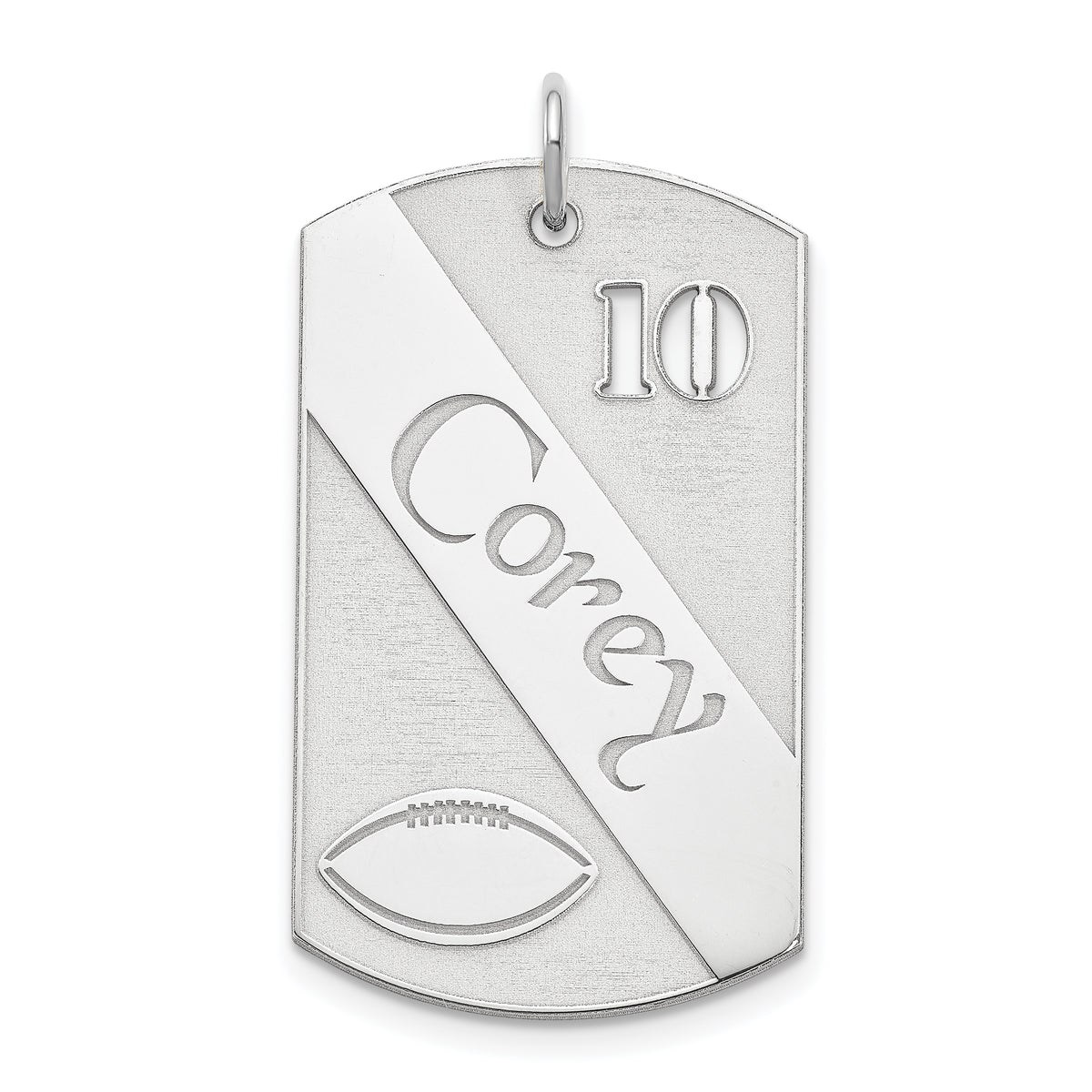 SS/Rhodium-plated Personalized Football Dog Tag Charm