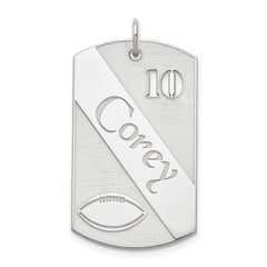 SS/Rhodium-plated Personalized Football Dog Tag Charm