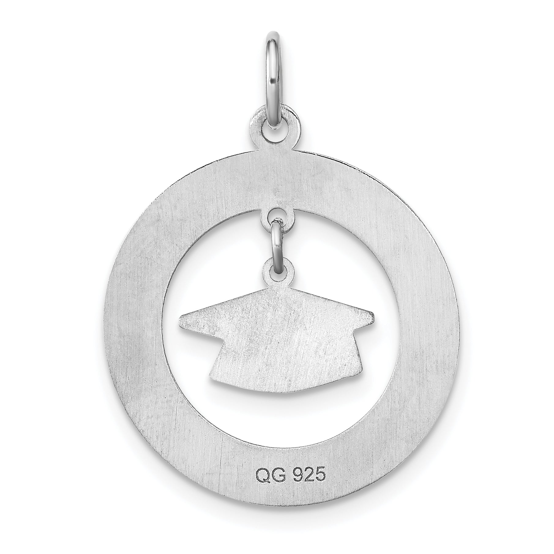 Sterling Silver Rhodium-plated Personalizable Graduation Charm