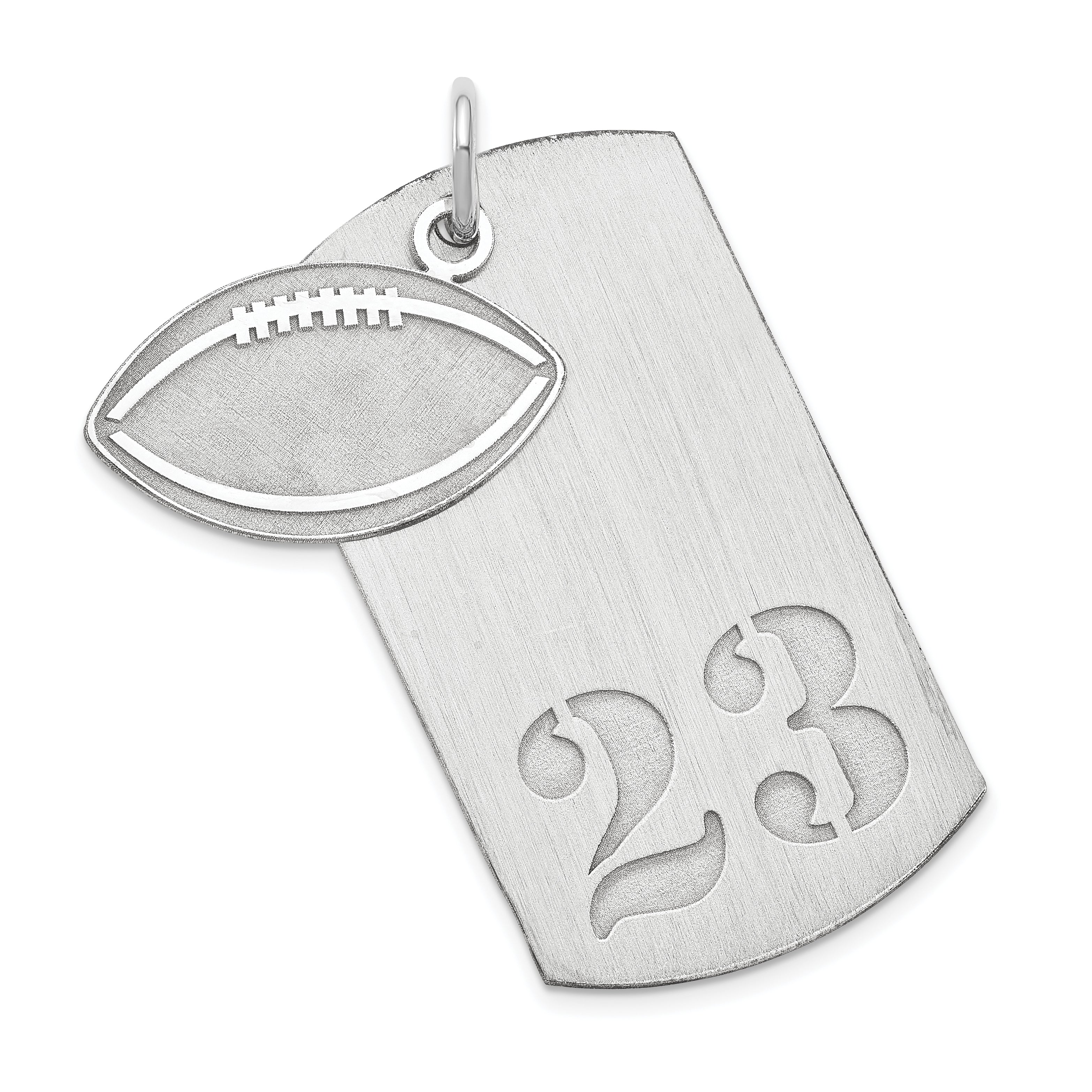 SS/Rhodium-plated Personalized 2-piece Football Dog Tag Charm