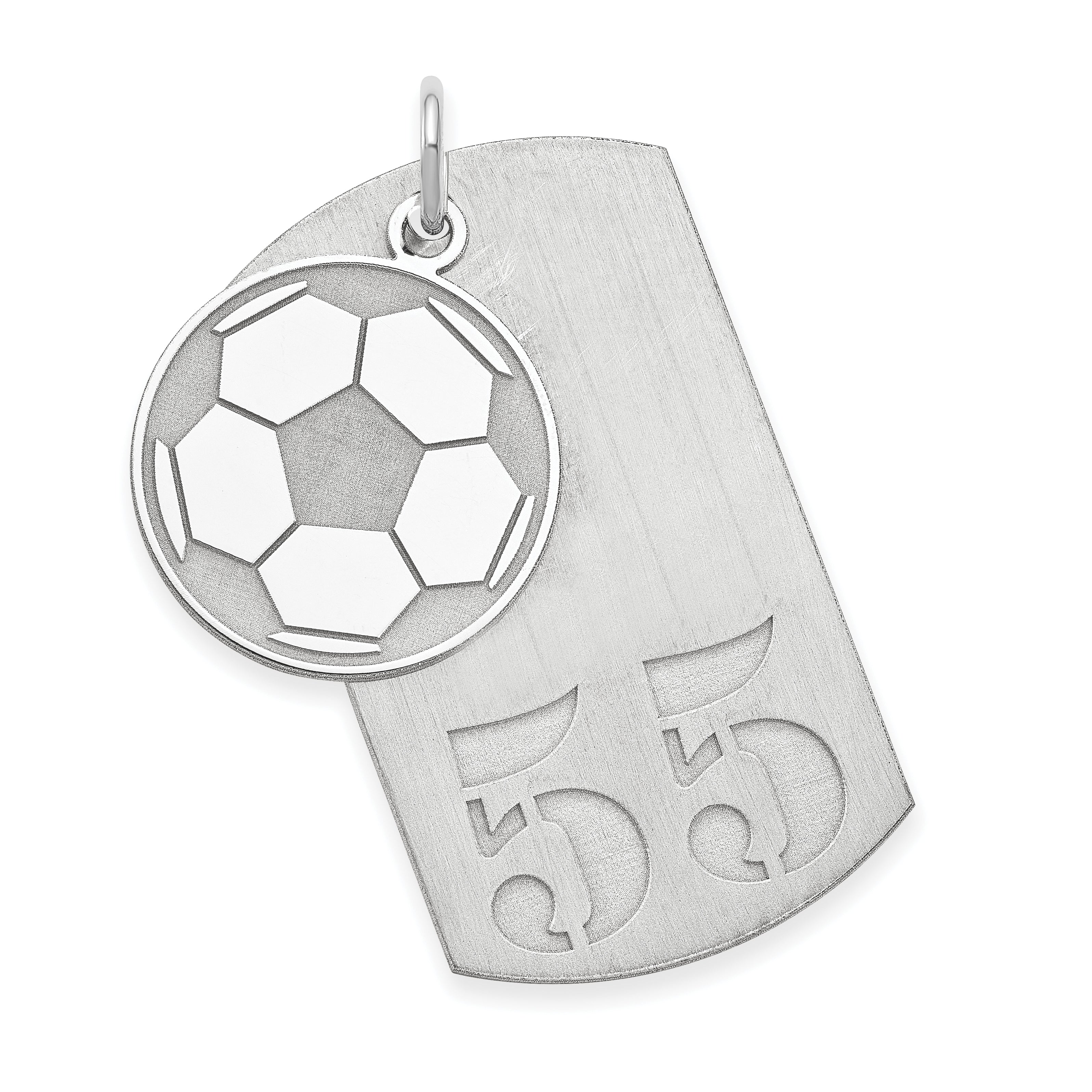 SS/Rhodium-plated Personalized 2-Piece Soccer Ball Dog Tag Charm