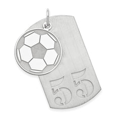 SS/Rhodium-plated Personalized 2-Piece Soccer Ball Dog Tag Charm