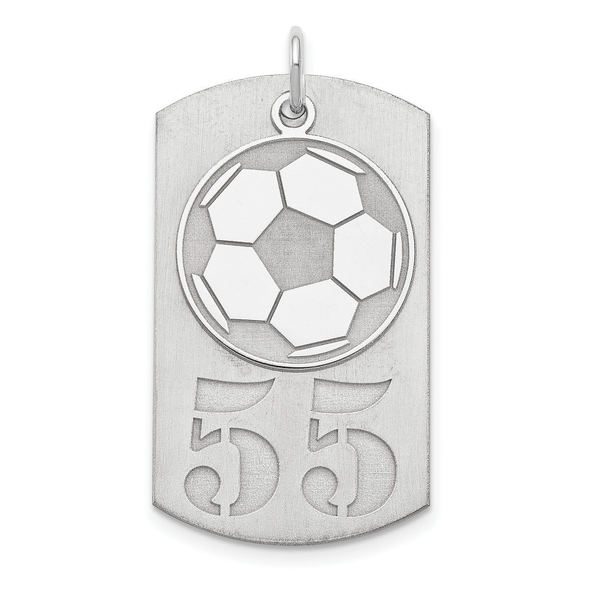 SS/Rhodium-plated Personalized 2-Piece Soccer Ball Dog Tag Charm