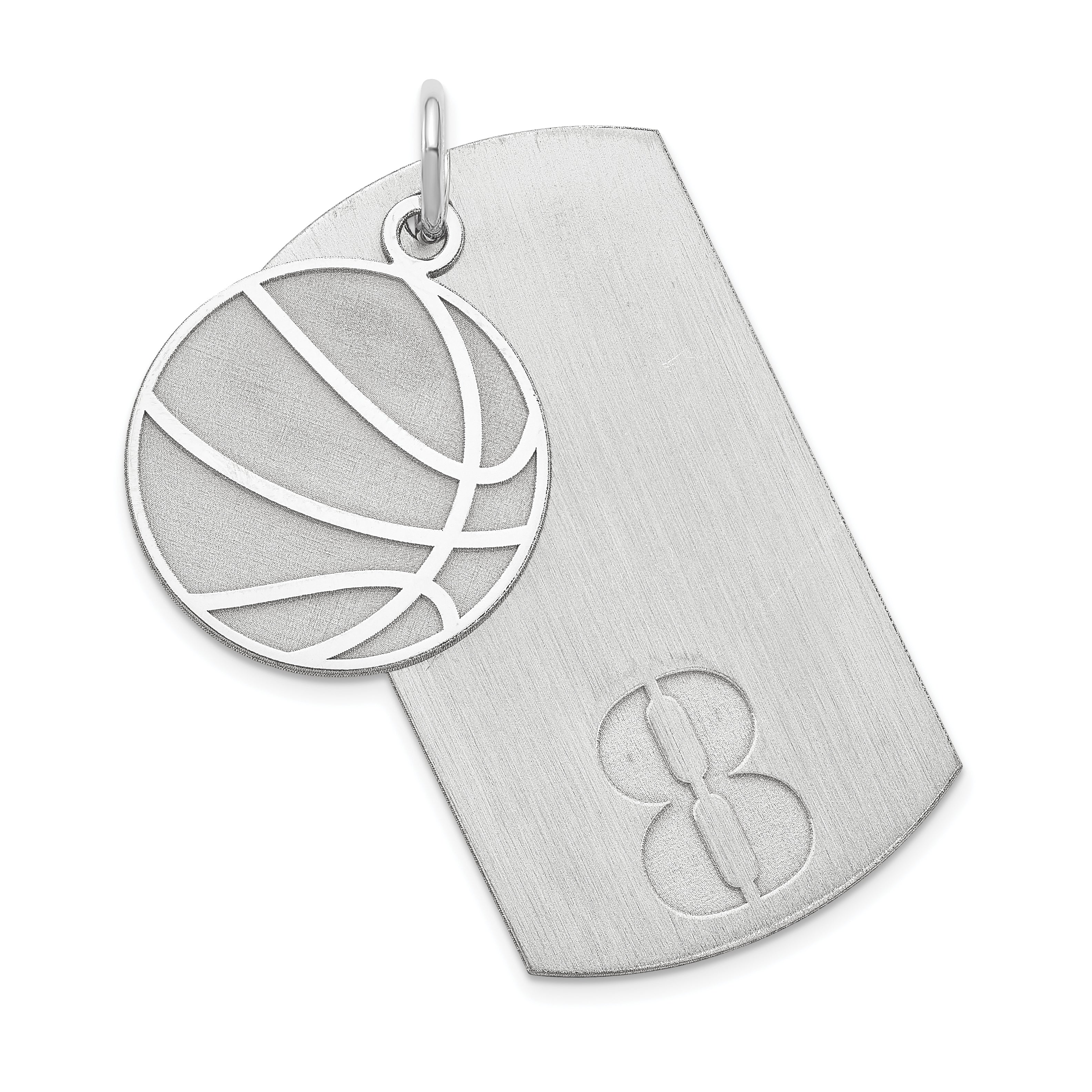 SS/Rhodium-plated Personalized 2-Piece Basketball Dog Tag Charm