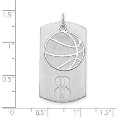 SS/Rhodium-plated Personalized 2-Piece Basketball Dog Tag Charm