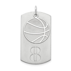 SS/Rhodium-plated Personalized 2-Piece Basketball Dog Tag Charm