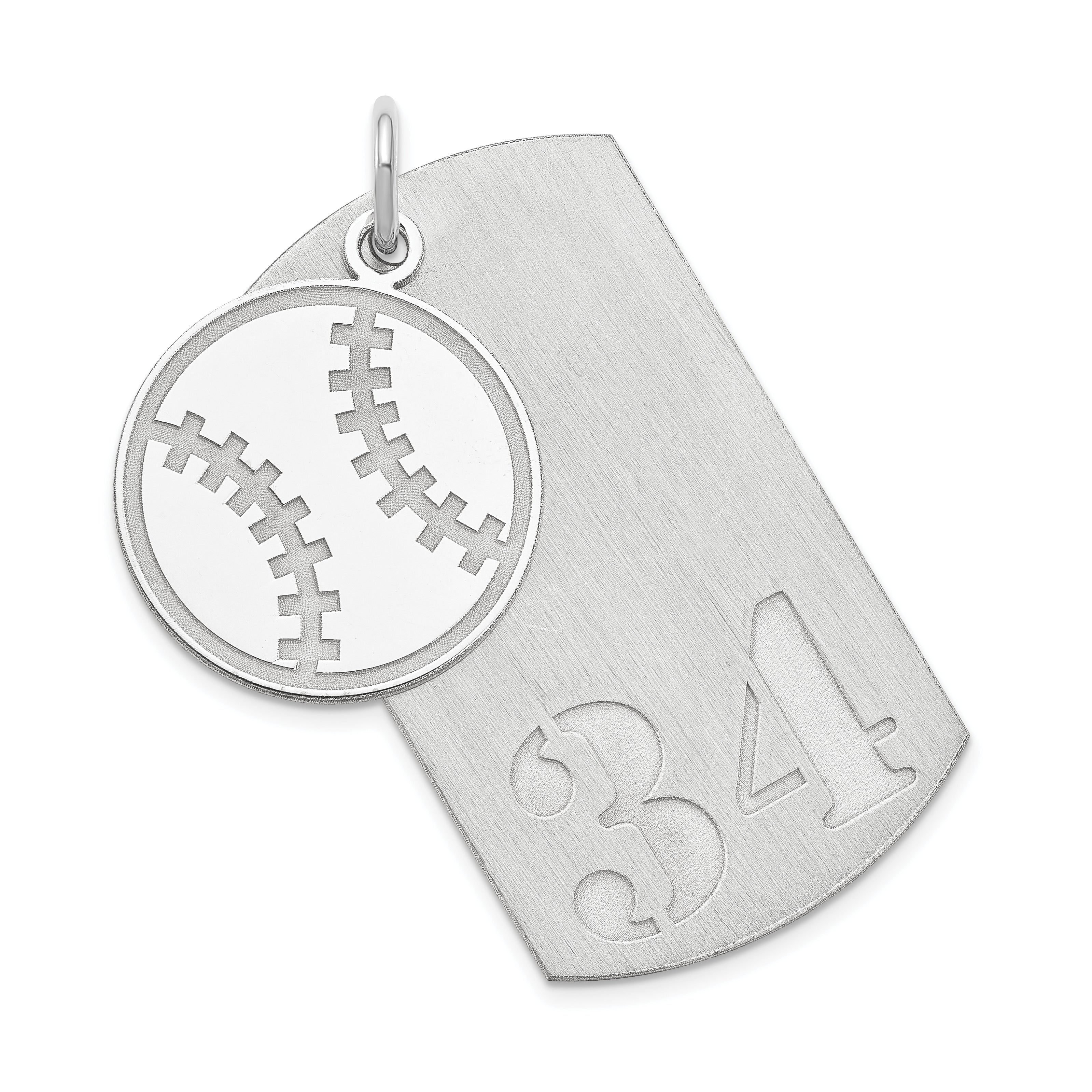 SS/Rhodium-plated Personalized 2-piece Baseball Dog Tag Charm