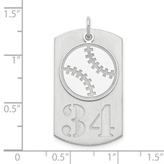 SS/Rhodium-plated Personalized 2-piece Baseball Dog Tag Charm