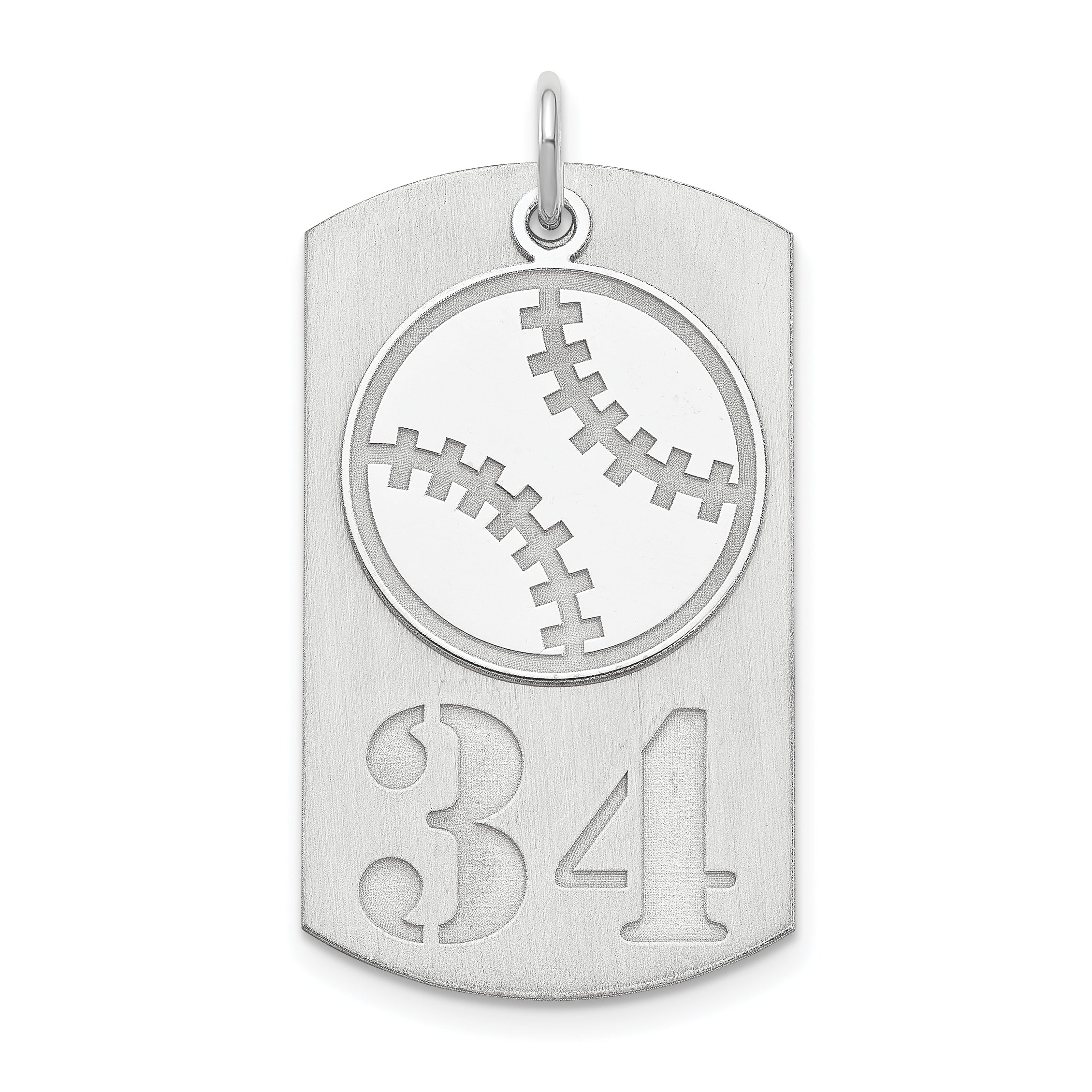 SS/Rhodium-plated Personalized 2-piece Baseball Dog Tag Charm