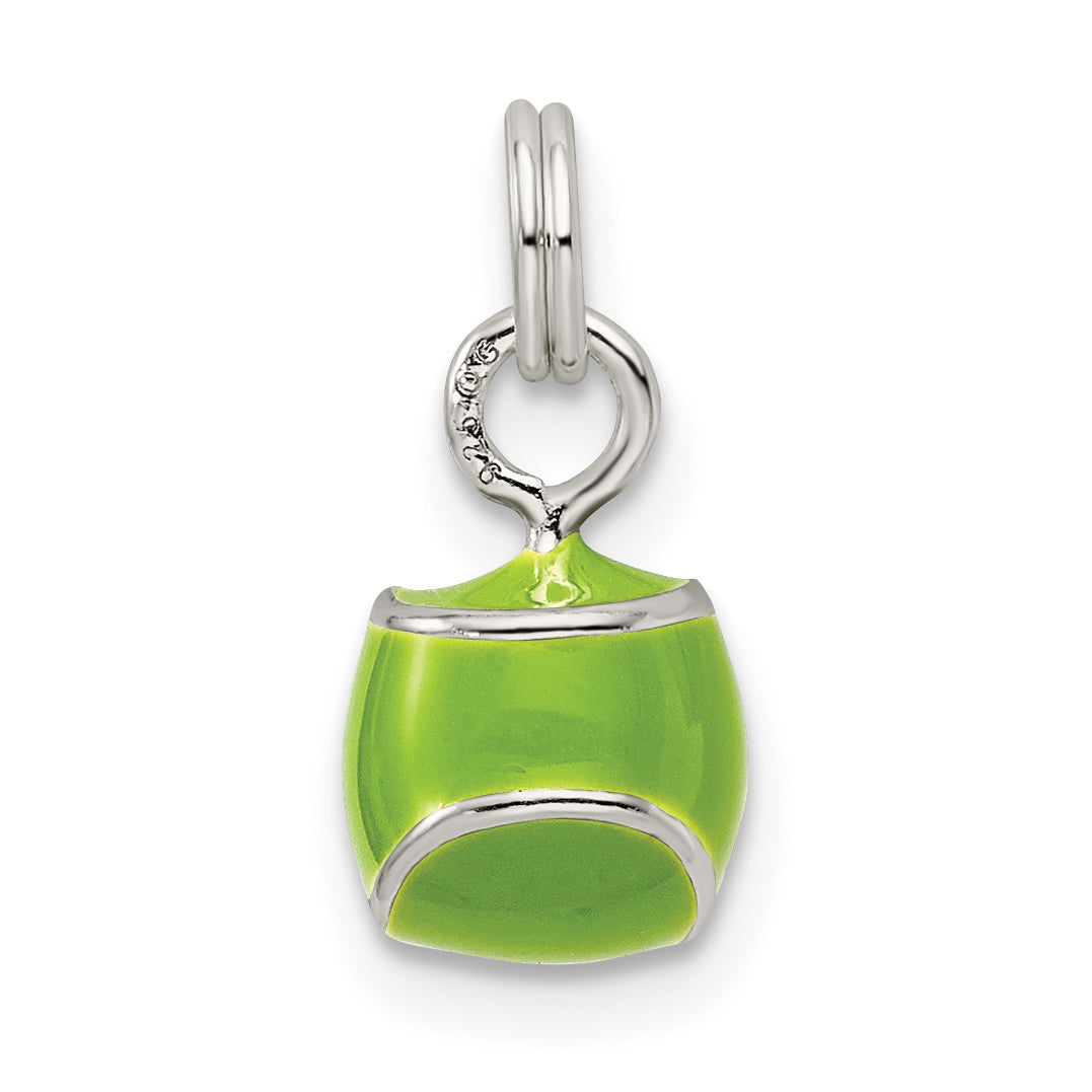 Sophia Jewelers Sterling Silver Green Enameled Tennis Ball Charm, Polished Finish