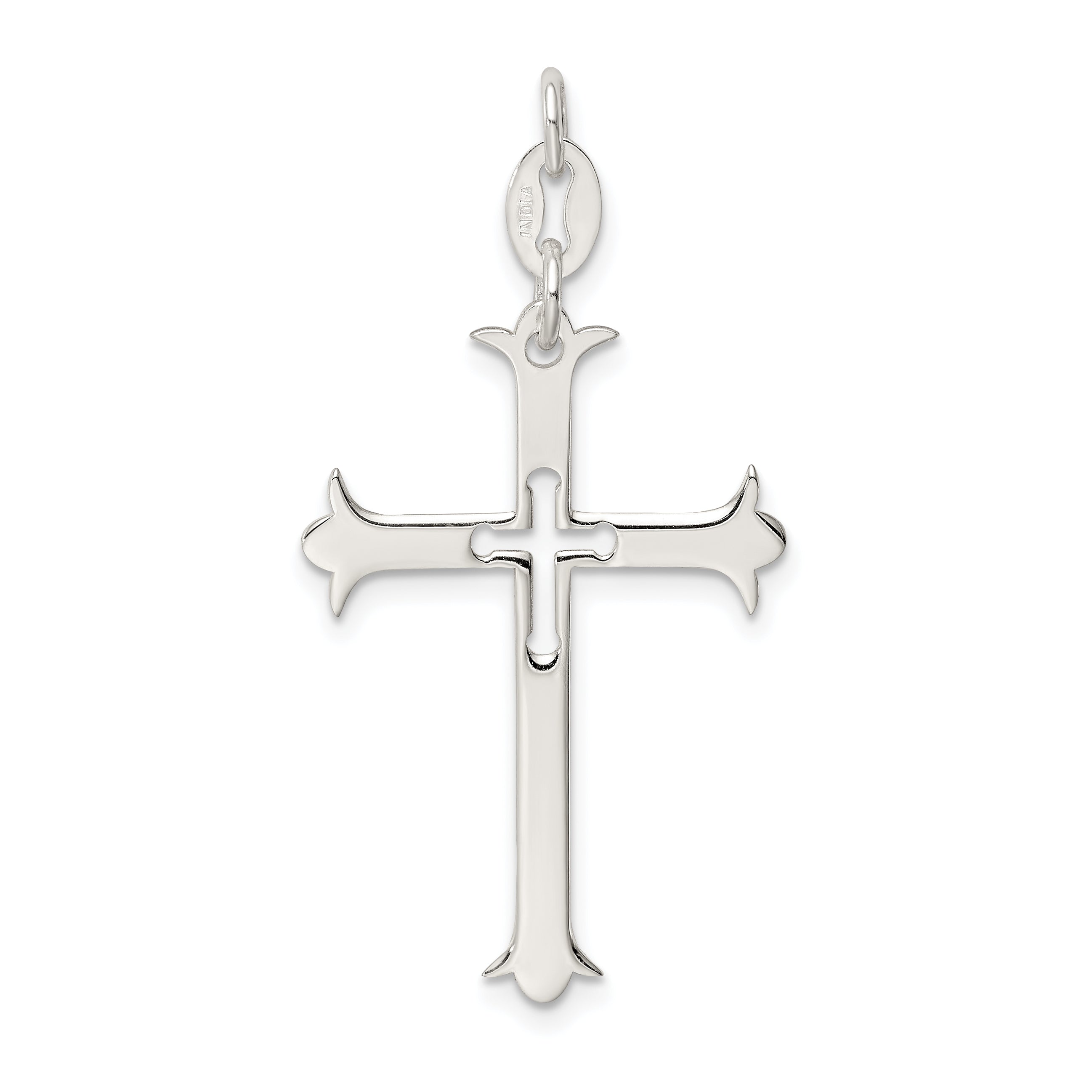 Sophia Jewelers Sterling Silver Cross Pendant with Polished Anti-Tarnish Finish