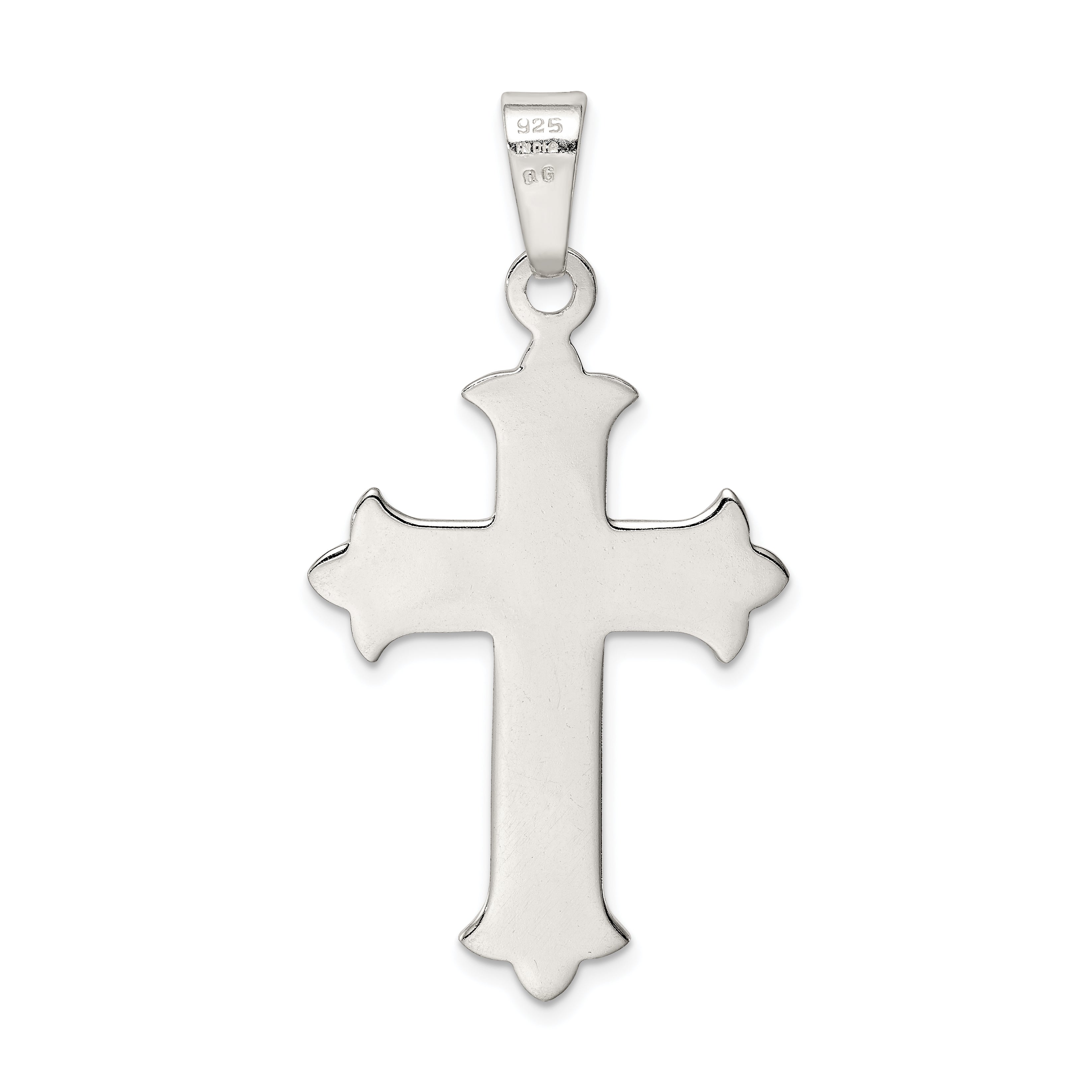 Sophia Jewelers Sterling Silver Cross Pendant with Polished Textured Design