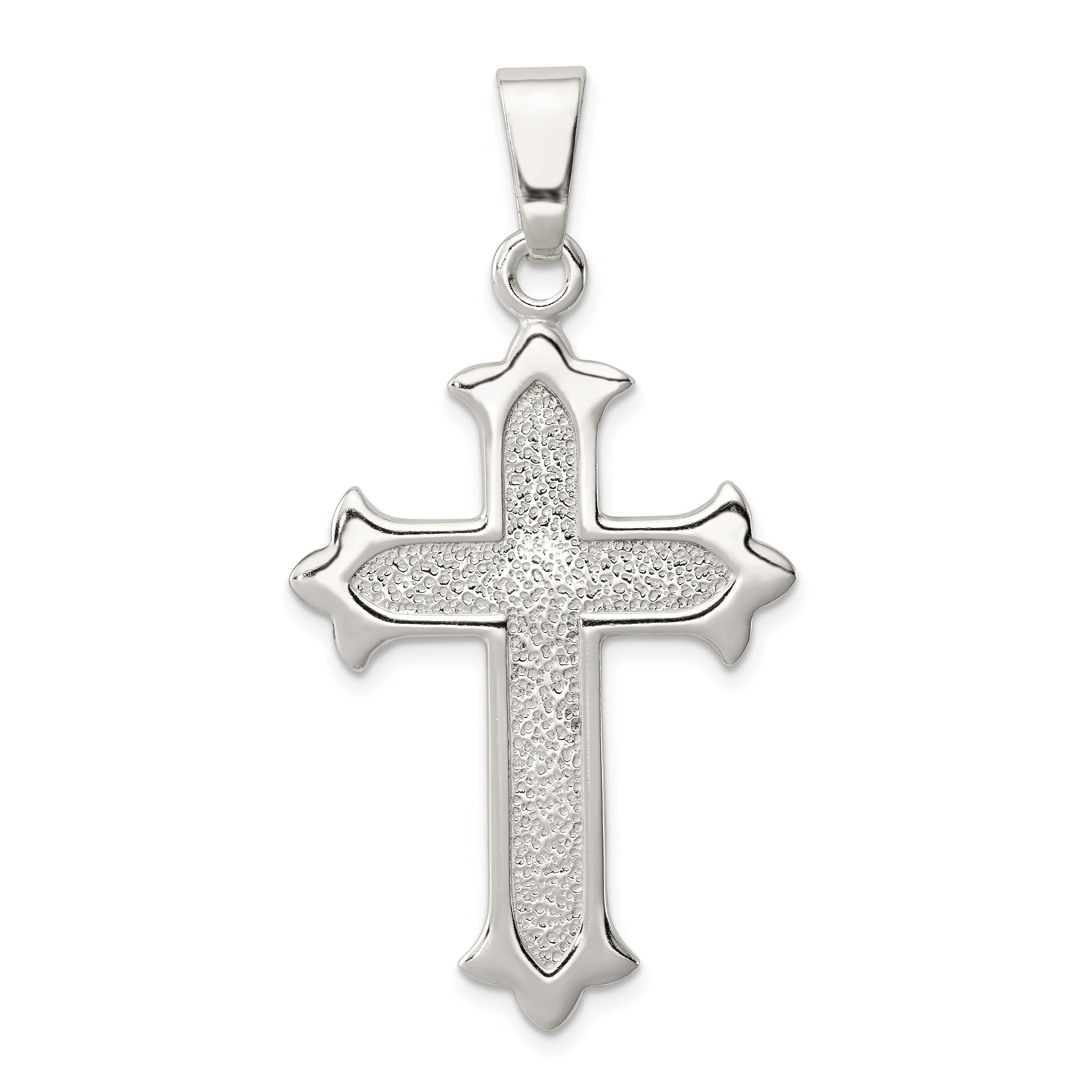 Sterling Silver Polished and Textured Cross Pendant