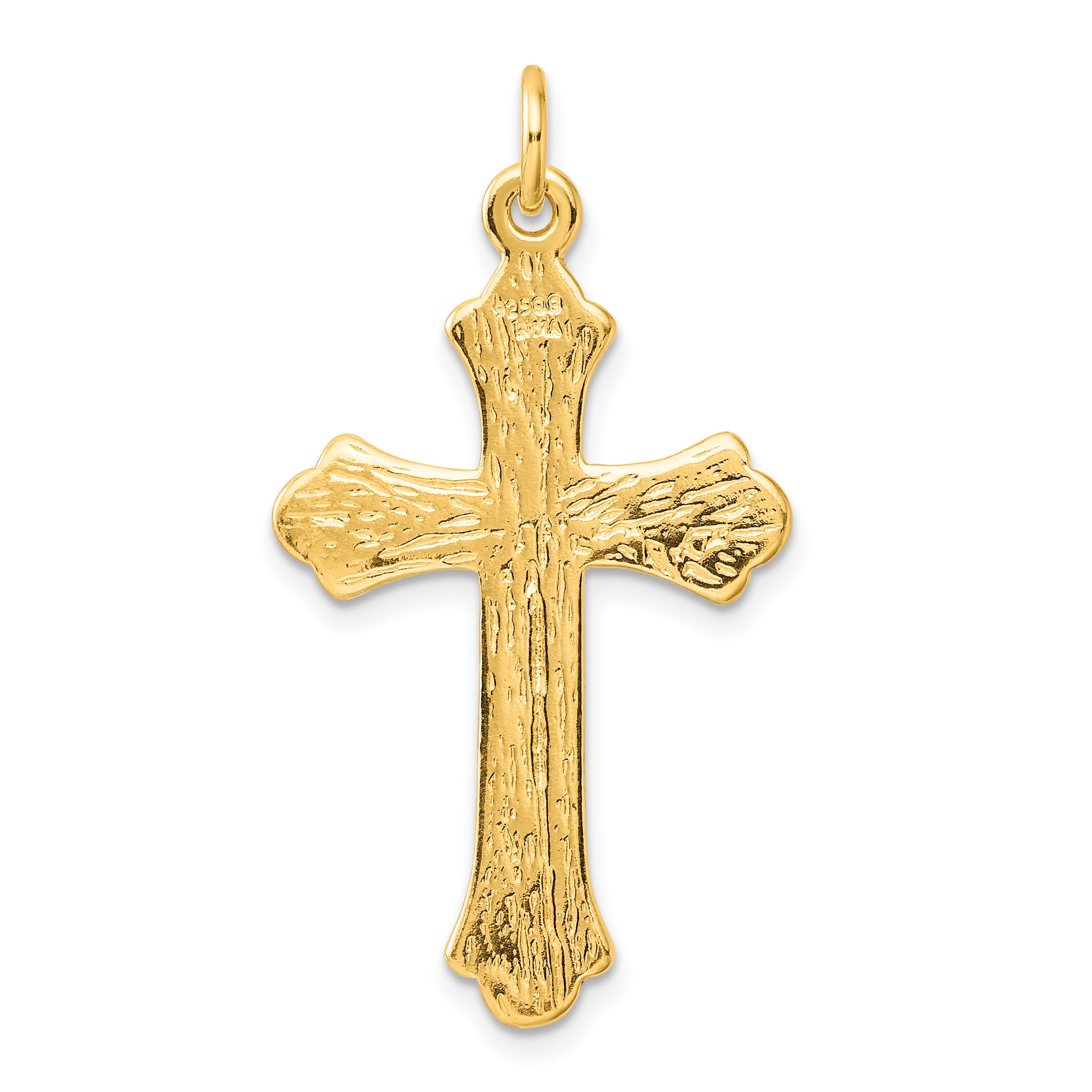 Sterling Silver Gold-tone Polished and D/C  Cross Pendant