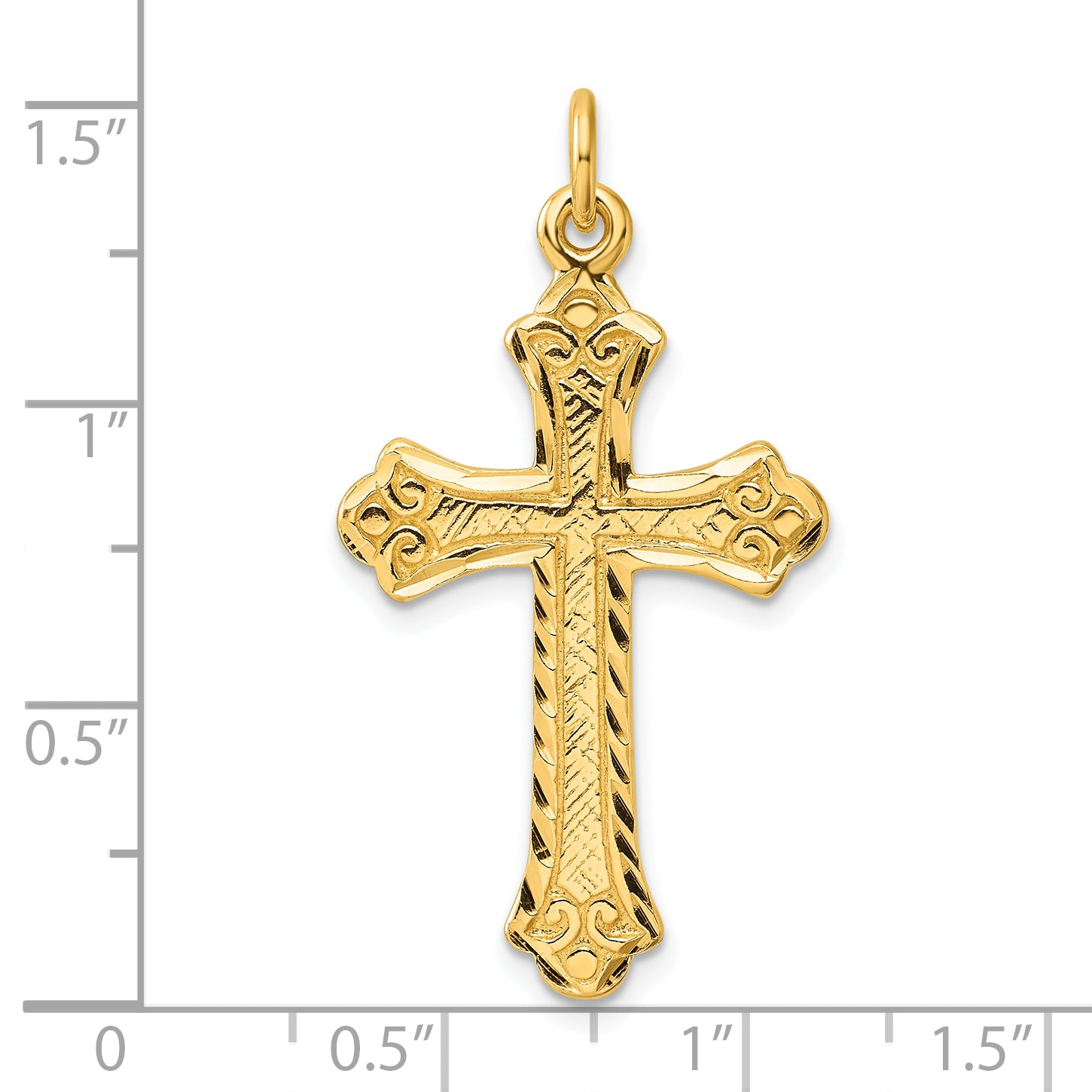 Sterling Silver Gold-tone Polished and D/C  Cross Pendant