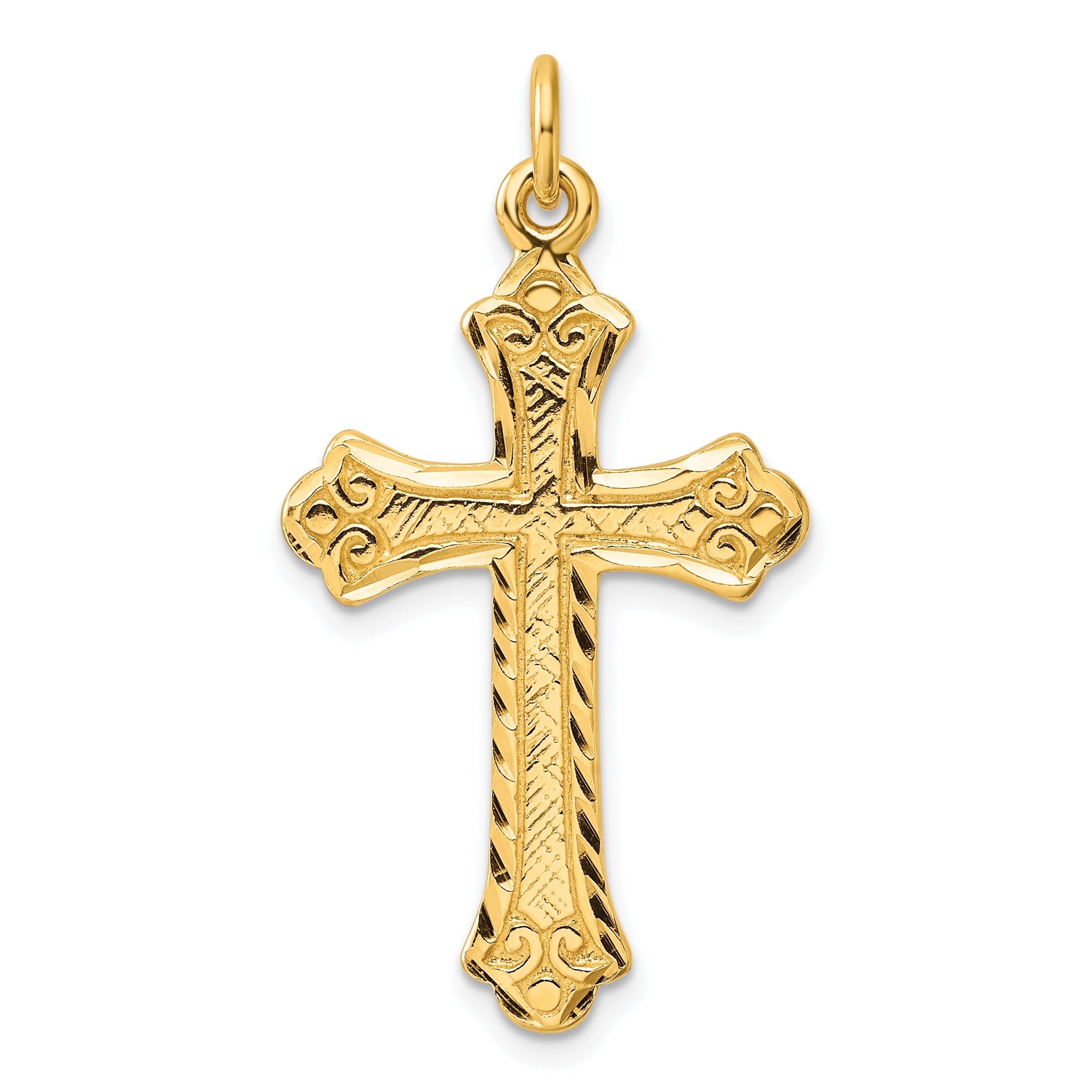 Sterling Silver Gold-tone Polished and D/C  Cross Pendant