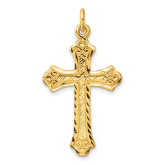 Sterling Silver Gold-tone Polished and D/C  Cross Pendant