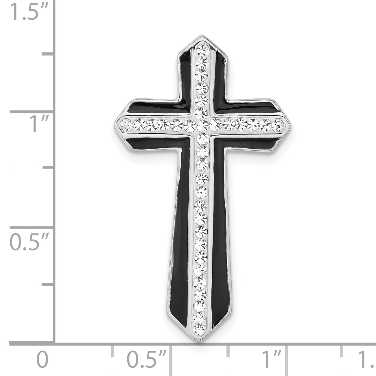 Sterling Silver Rhodium Stellux Crystal & Enamel Cross Slide