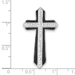 Sterling Silver Rhodium Stellux Crystal & Enamel Cross Slide