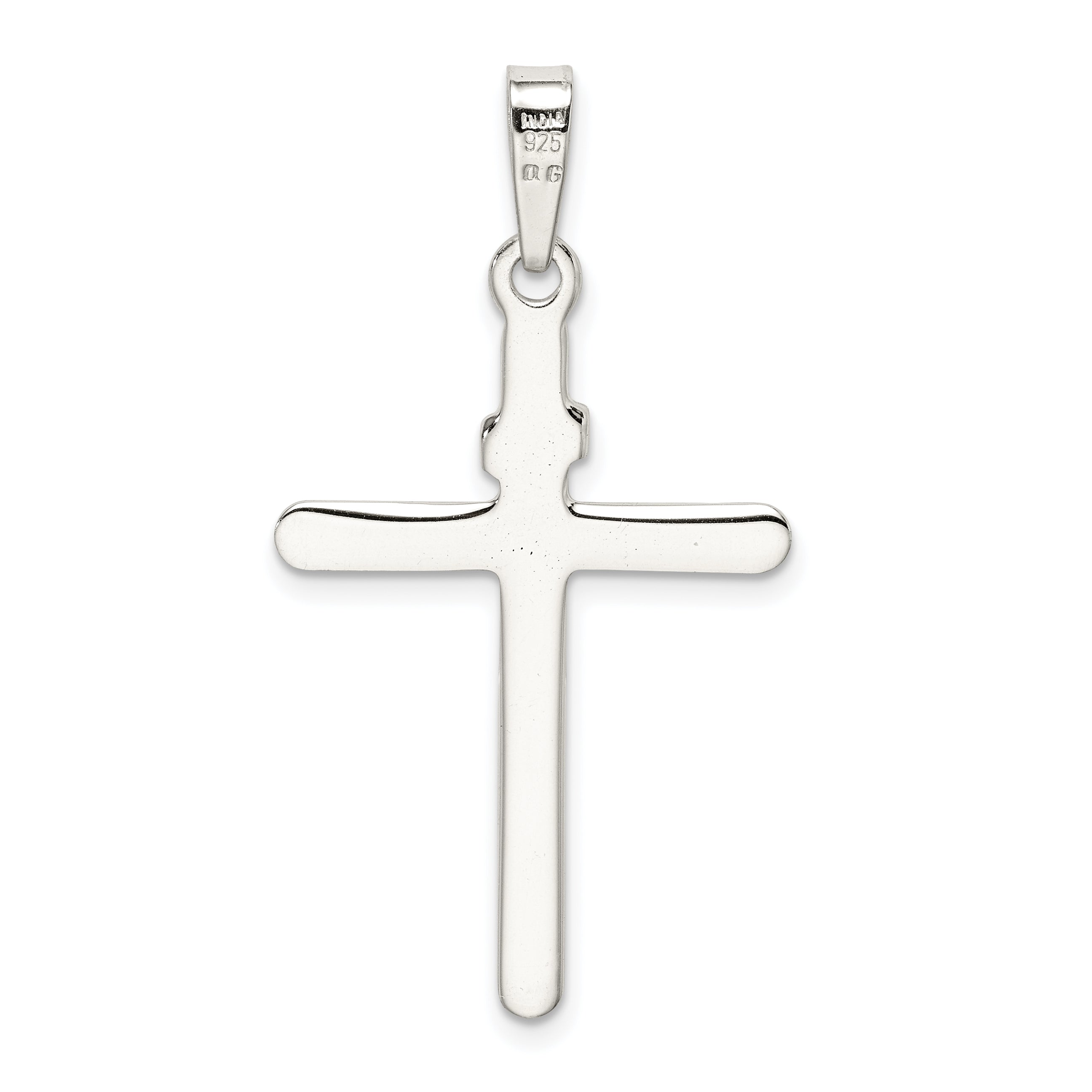 Sterling Silver 925 INRI Cross Pendant with Polished Textured Finish