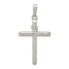 Sterling Silver Polished and Textured INRI Cross Pendant