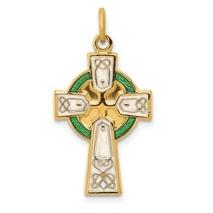 Sterling Silver Rhodium-plated Polished/Gold-plated Epoxy Cross Pendant