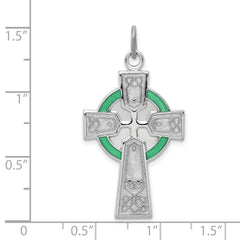 Sterling Silver 925 Irish Cross Pendant with Rhodium Epoxy Finish