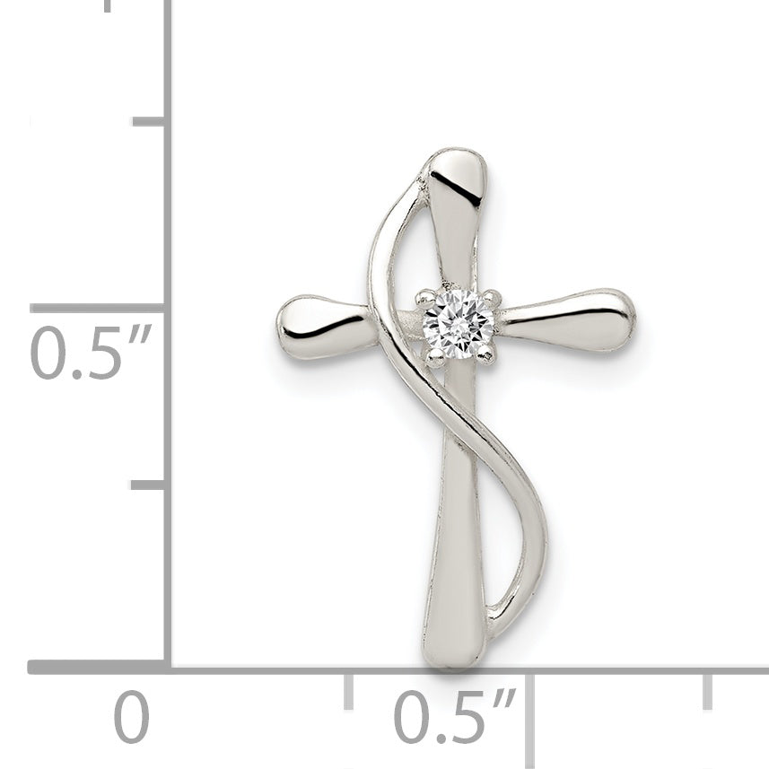 Sophia Jewelers 925 Sterling Silver Polished CZ Cross Pendant