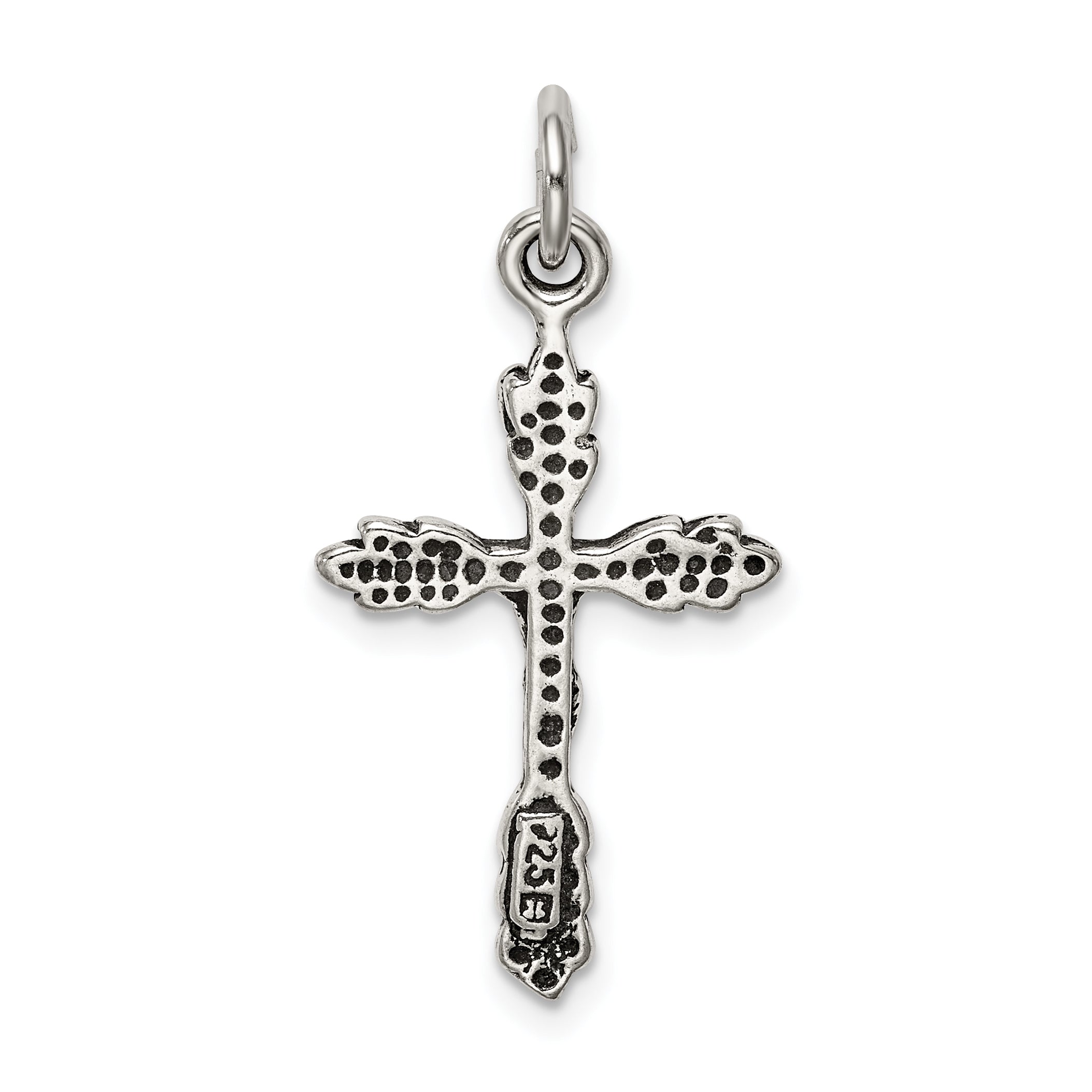 Sterling Silver 925 Crucifix Charm with Antiqued Finish Elegant Pendant