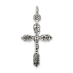 Sterling Silver 925 Crucifix Charm with Antiqued Finish Elegant Pendant