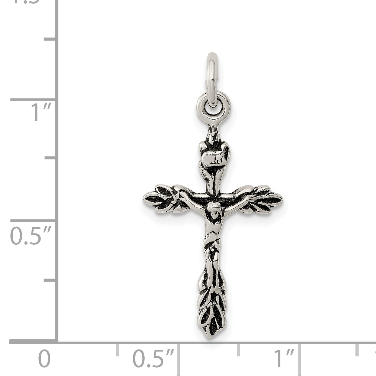 Sterling Silver 925 Crucifix Charm with Antiqued Finish Elegant Pendant