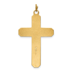 Sterling Silver Rhodium-plated Satin/Polished Vermeil Corpus Cross Pendant