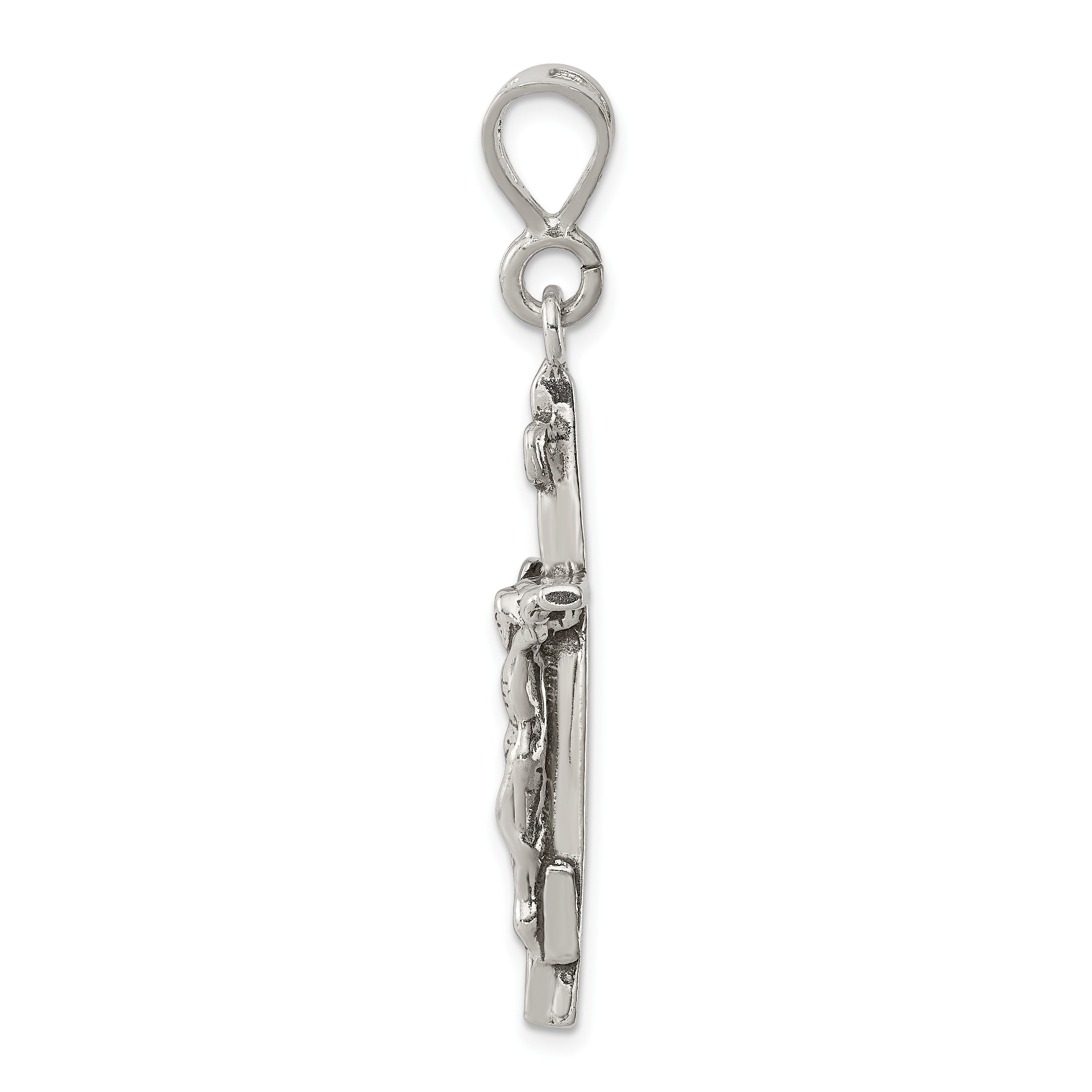 Sterling Silver 925 Crucifix Charm with Polished Antique Design