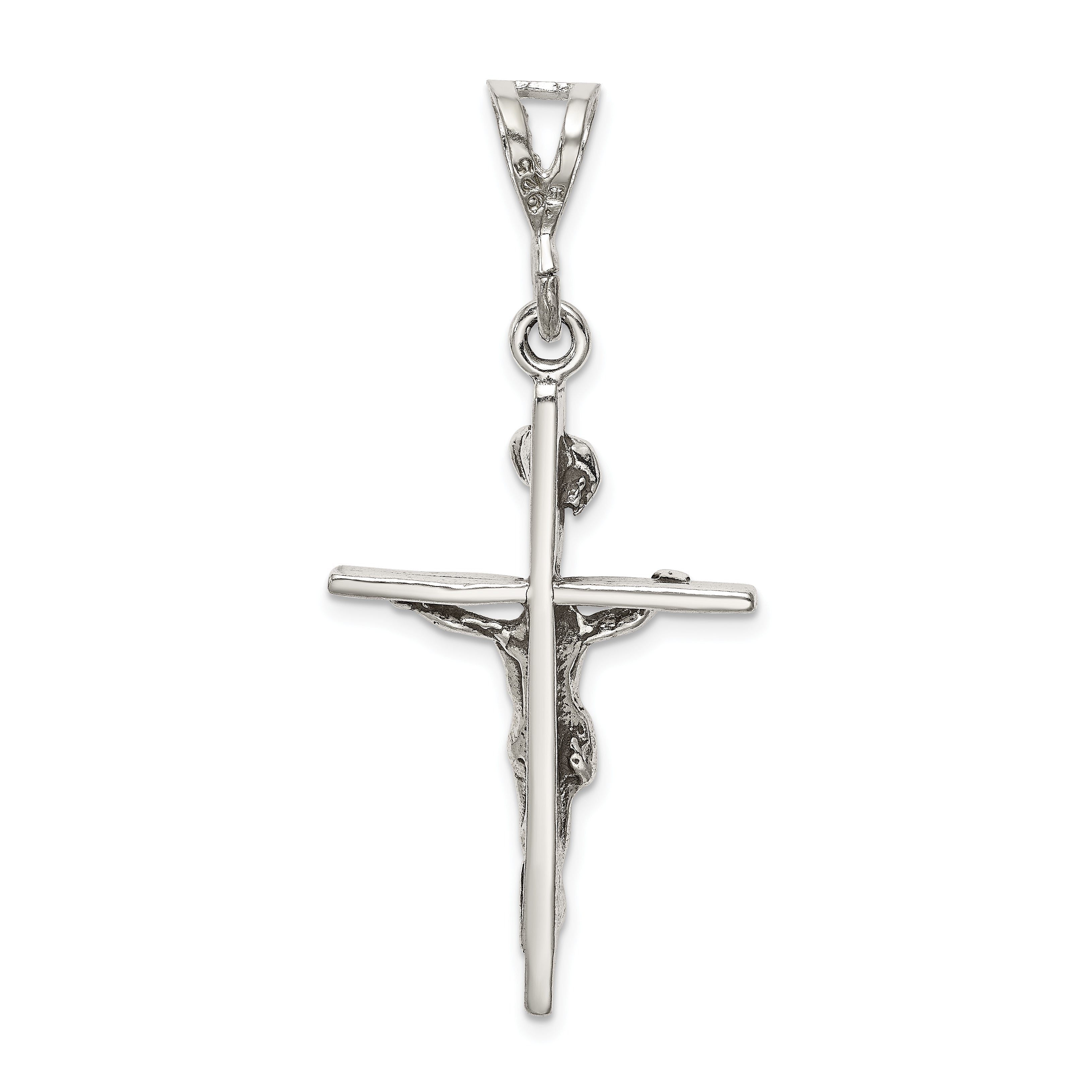 Sterling Silver 925 Crucifix Charm with Polished Antique Design