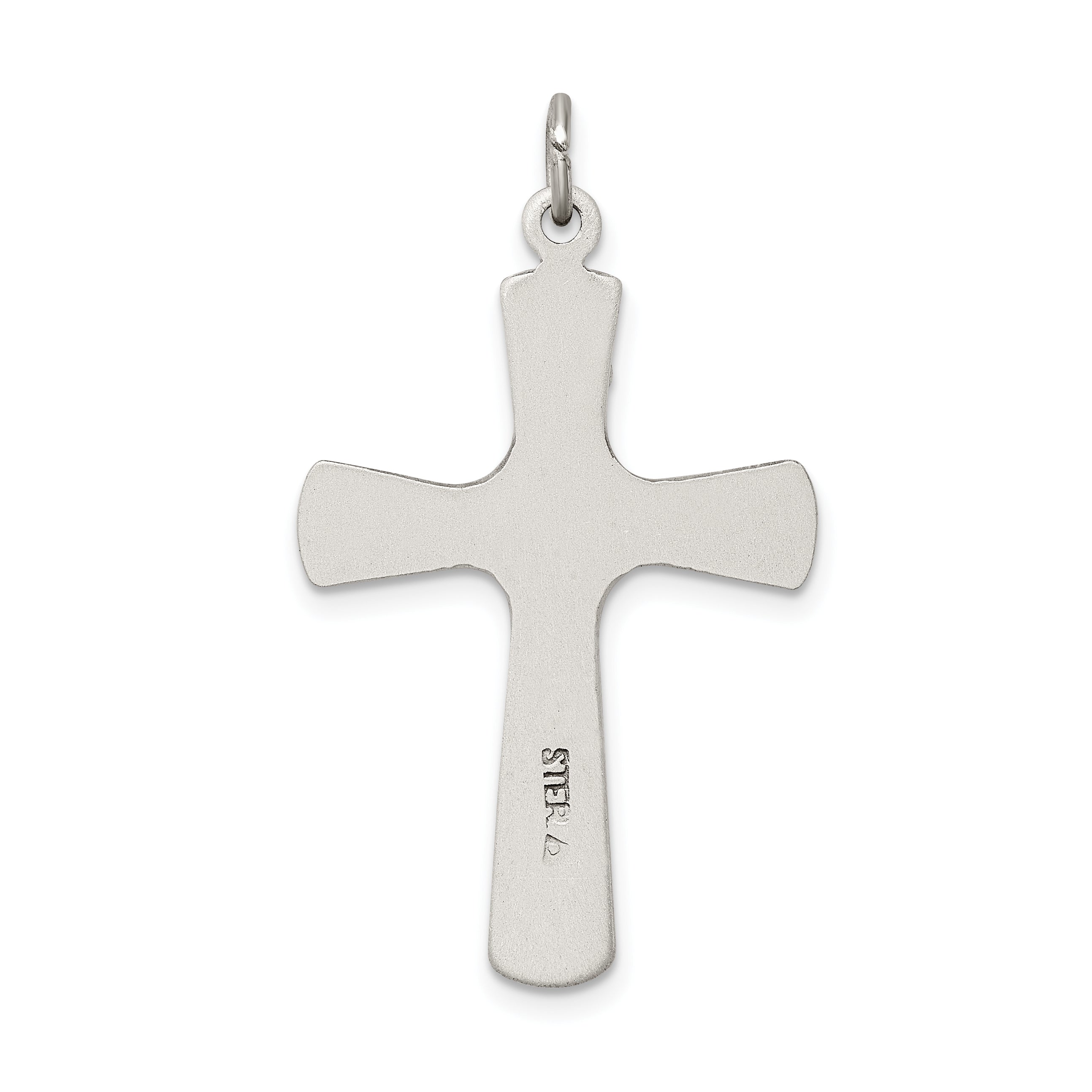 Sterling Silver 925 Crucifix Pendant with Satin Antiqued Finish