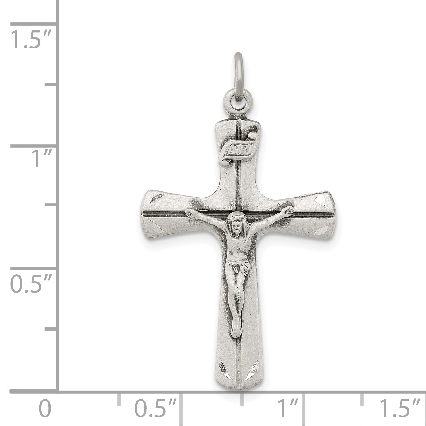 Sterling Silver 925 Crucifix Pendant with Satin Antiqued Finish