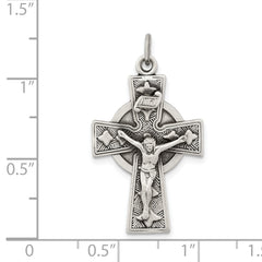 Sterling Silver 925 Cross Pendant with Antiqued Satin Finish