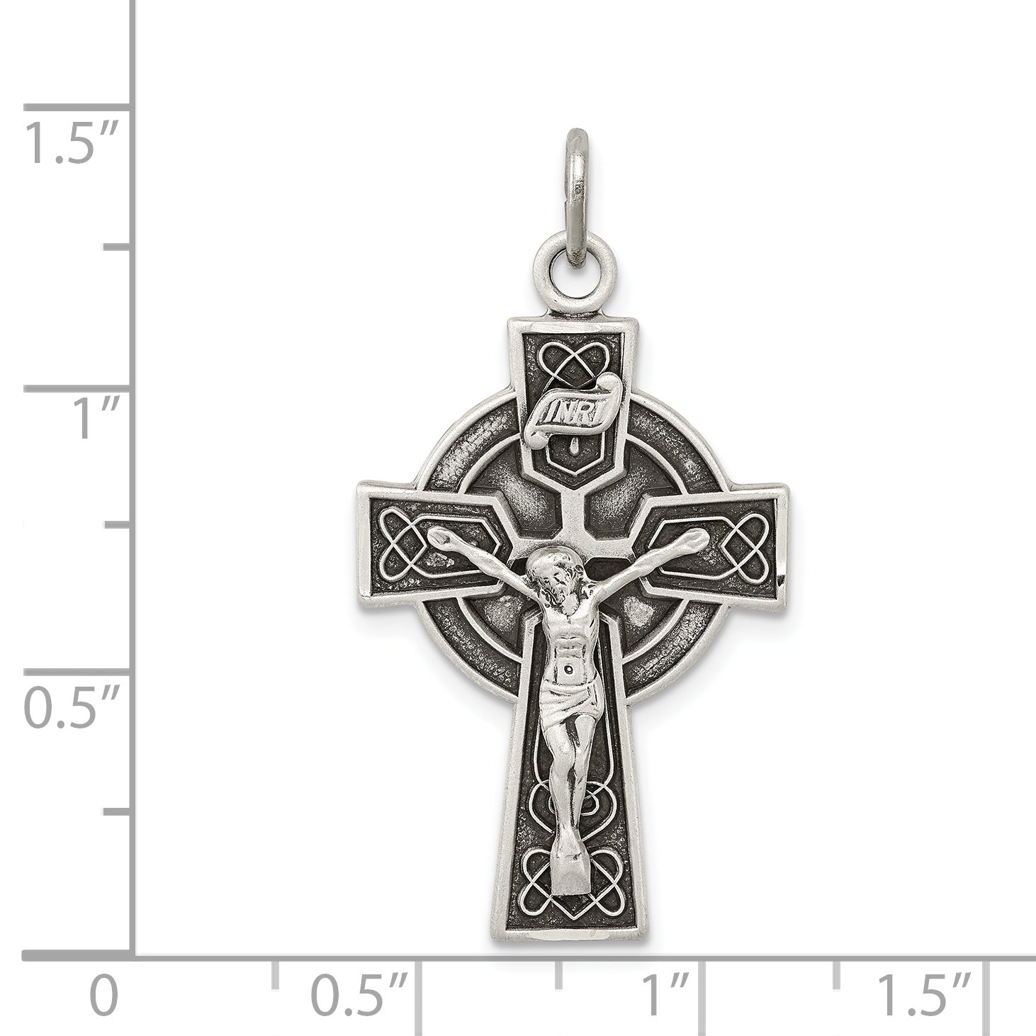 Sterling Silver 925 Irish Crucifix Pendant with Polished Antique Finish