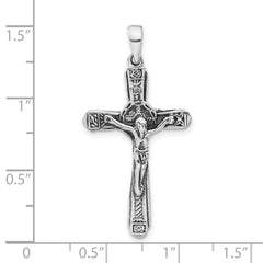 Sterling Silver 925 Unisex Crucifix Pendant Polished & Antiqued Finish