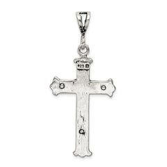 Sterling Silver 925 Antiqued Crucifix Charm Elegant Polished Pendant