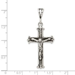 Sterling Silver 925 Antiqued Crucifix Charm Elegant Polished Pendant