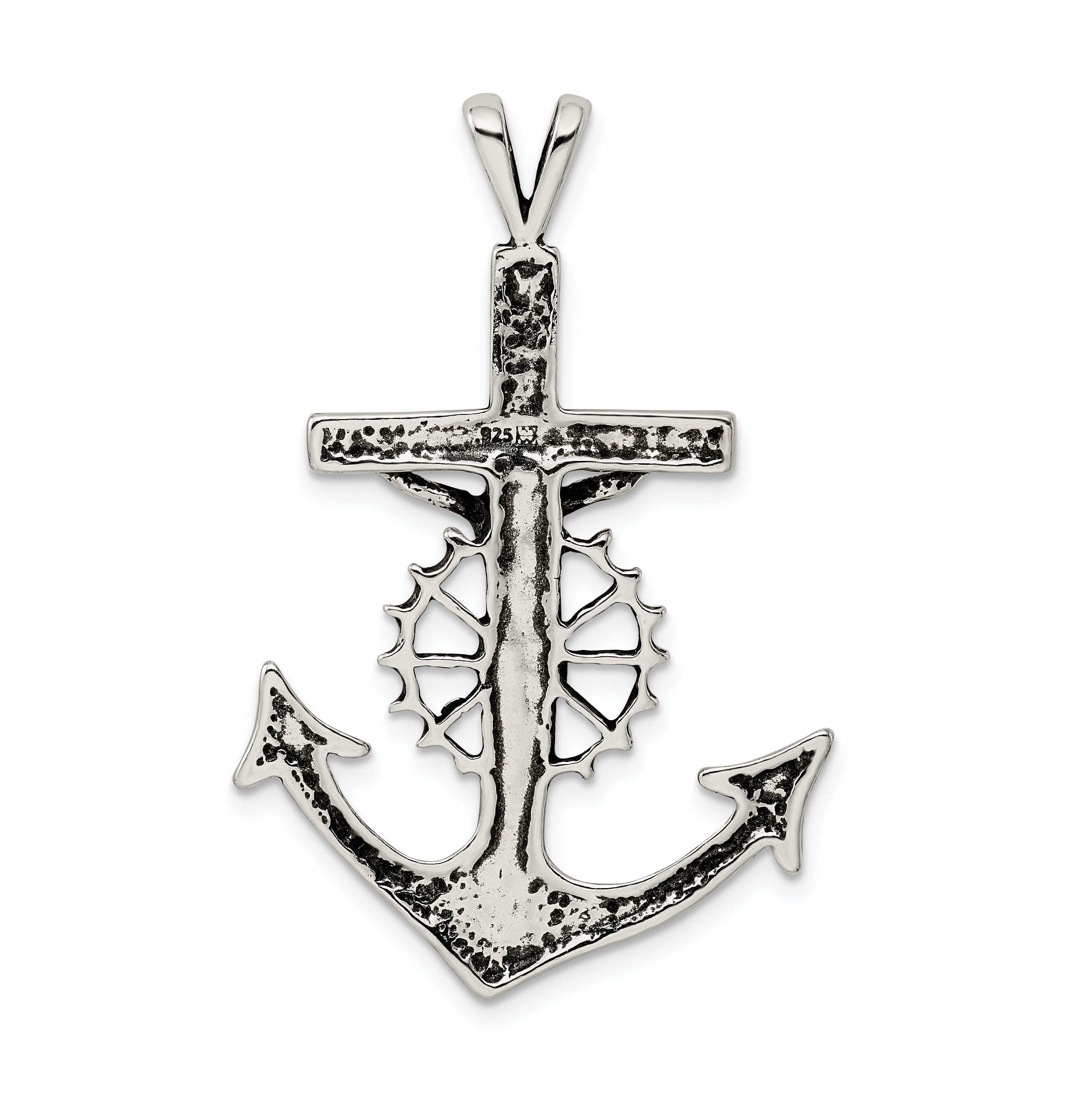 Sterling Silver Antiqued Mariner Crucifix Charm