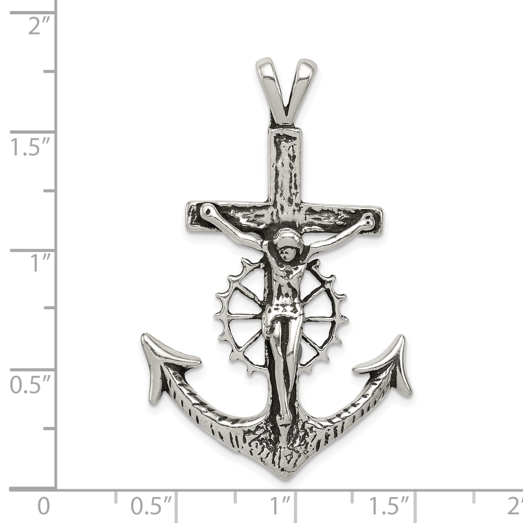 Sterling Silver Antiqued Mariner Crucifix Charm