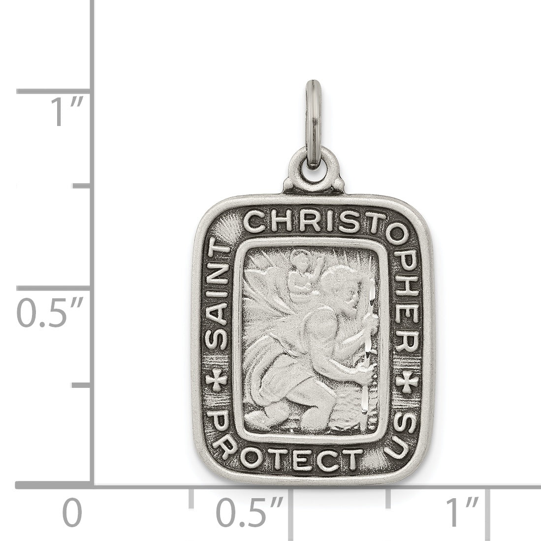 Sterling Silver 925 Antiqued St. Christopher Pendant Vintage Charm