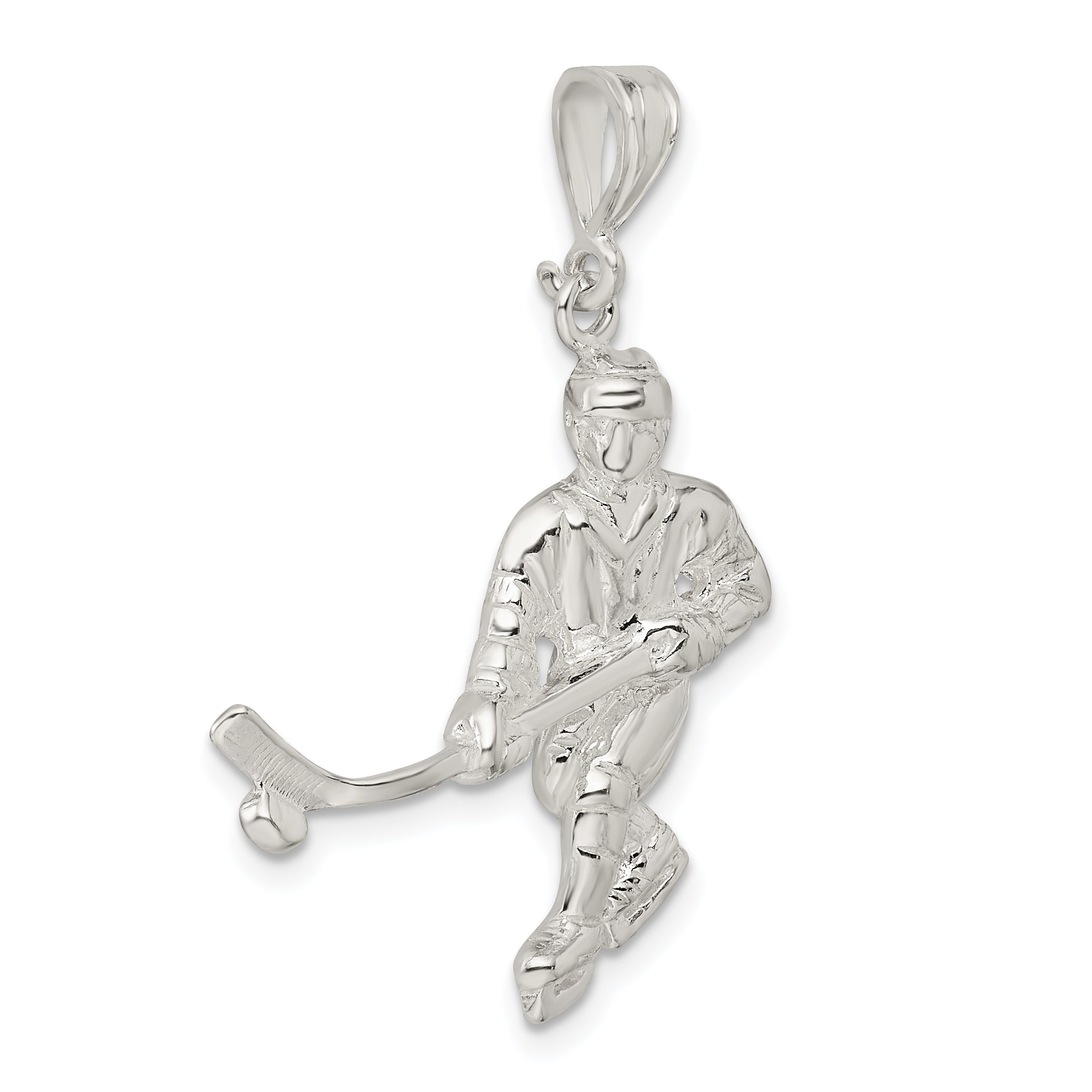 Sterling Silver 925 Hockey Player Pendant With Polished Anti-Tarnish Finish