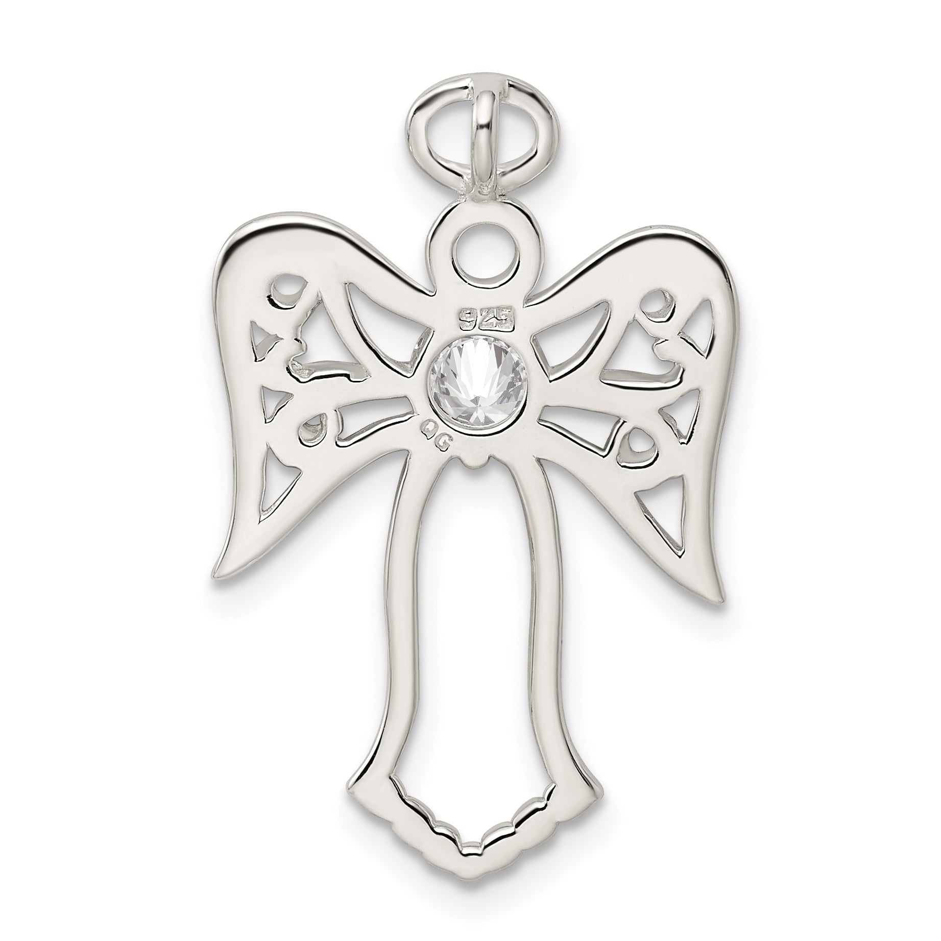 Sterling Silver CZ Angel Pendant