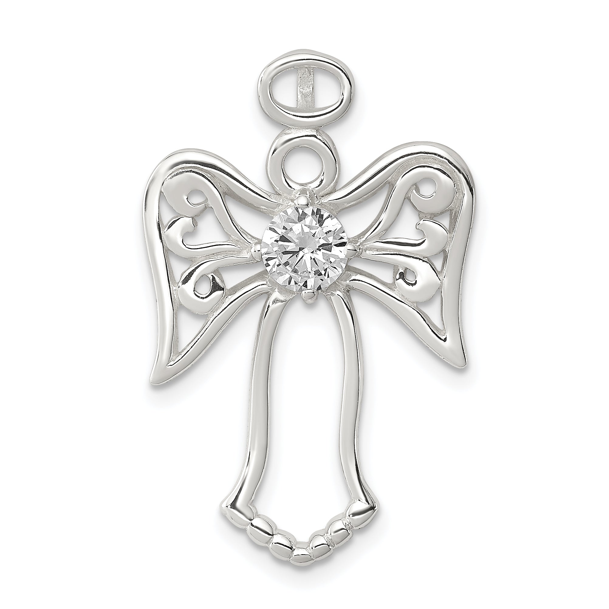 Sterling Silver CZ Angel Pendant